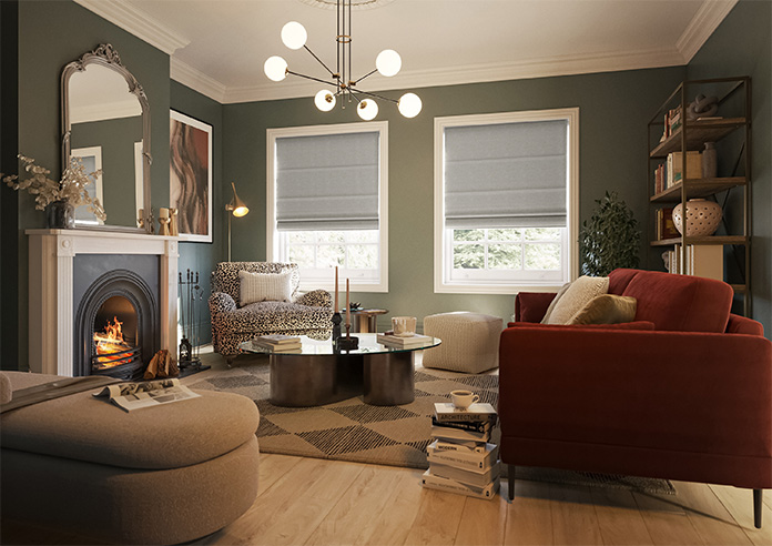 Atina (Blackout), Mottled Grey - Motorised Roman Blind - Image 6